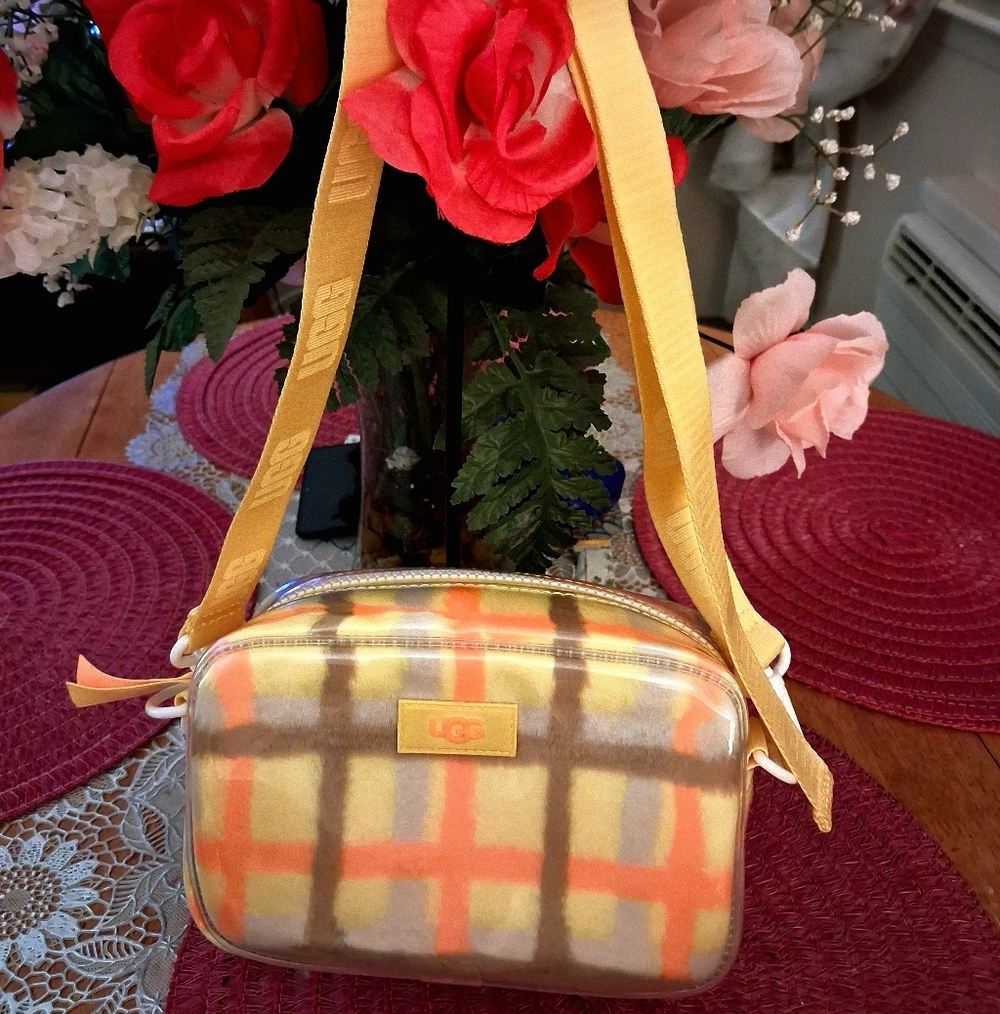 UGG "JANEY" Women's Plaid Crossbody Bag - Yellow and Orange
